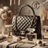 CHANELのバッグが中央に置かれたluxuryなイメージ