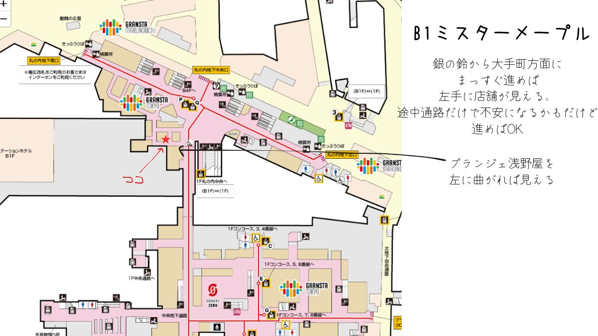 東京駅構内ミスターメープルメープルマニア の案内図