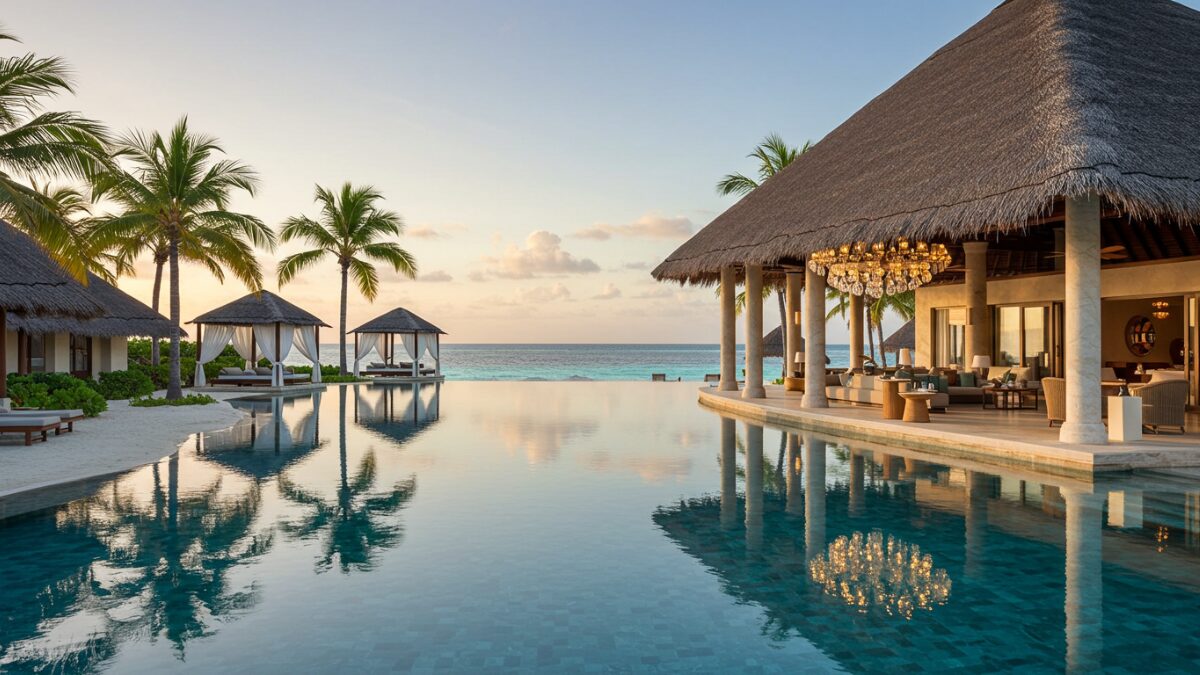 茅葺き屋根と洗練されたガラスのアクセントがエレガントなビーチフロント・ヴィラを擁する、海沿いの息を呑むような会員制高級リゾートホテル。リゾートは緑豊かなトロピカルガーデン、揺れるヤシの木、エキゾチックな花々に囲まれている。