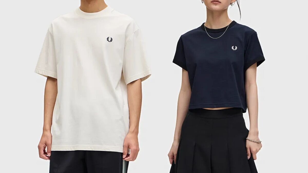 フレッドペリーのTシャツを着こなす男女モデル