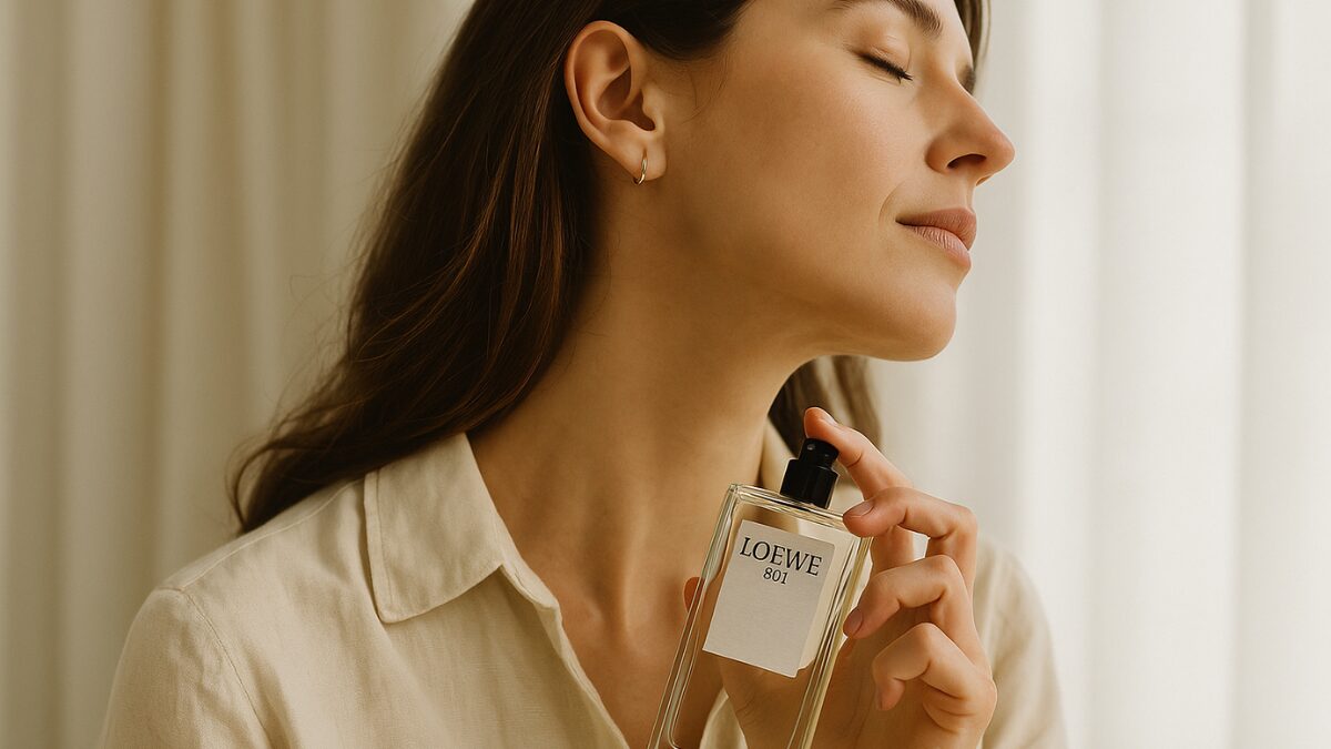 ロエベの香水を使う女性のイメージ画像