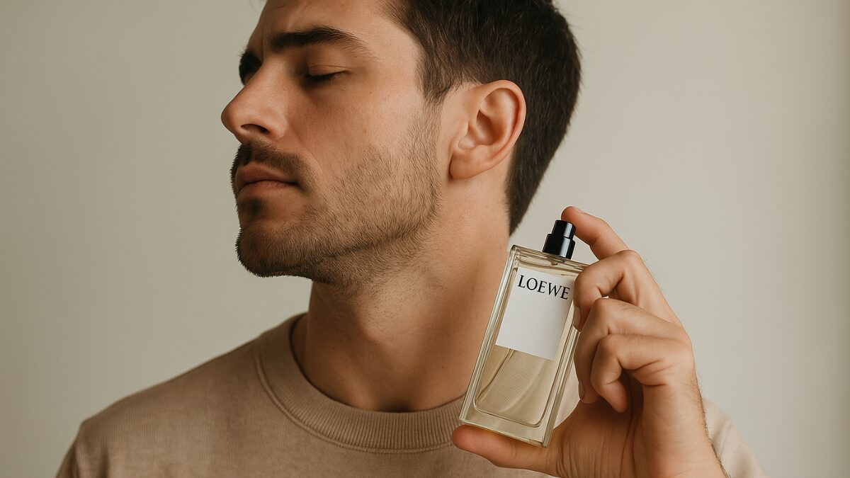 ロエベの香水を使う男性のイメージ画像