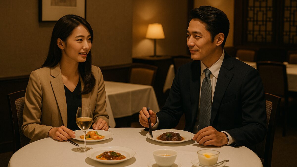 銀座アスターで食事をする男女の様子