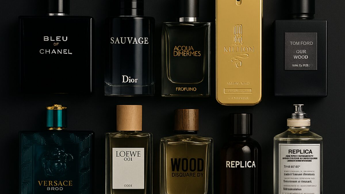 メンズの人気香水ボトルが並べられている画像