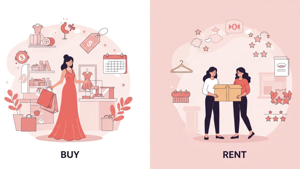 レンタルと購入の比較イラスト